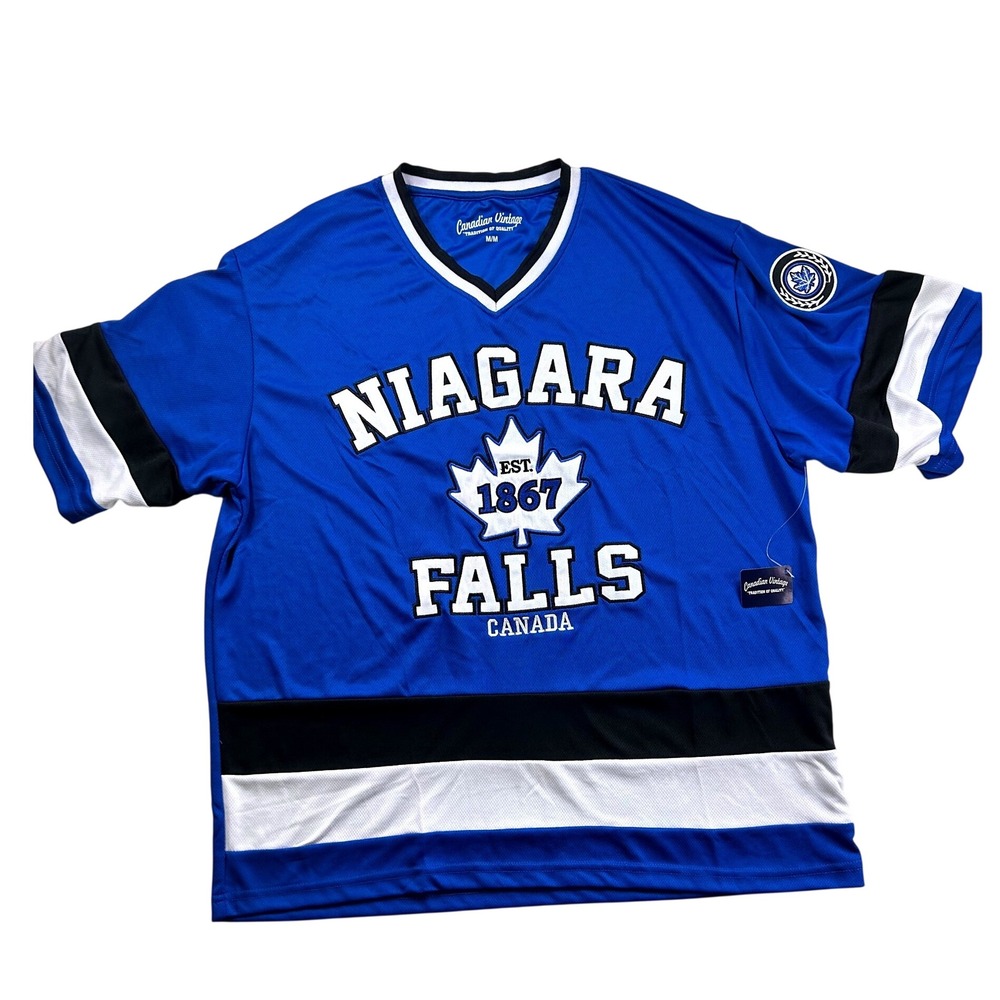 Canadian Vintage Niagara Falls Jersey Mens Medium Blue Mesh Hockey Style NWT